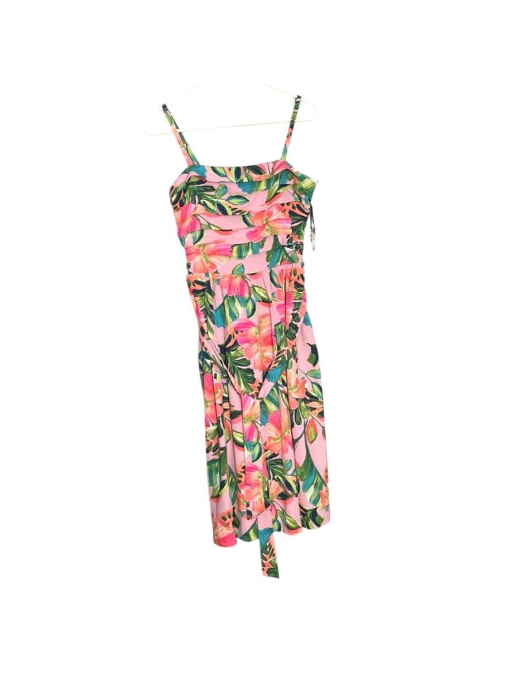 Kensie Floral Pleated Midi Dress Pink Green A-Line Size 4 NWT Summer Boho - Picture 1 of 16